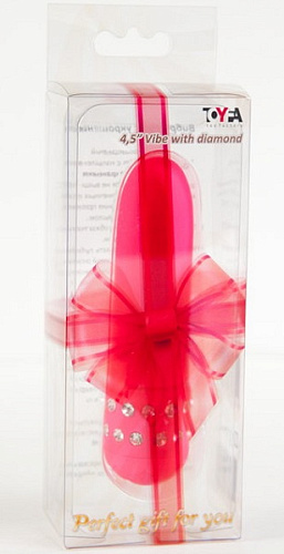 Розовый вибратор со стразами на основании ToyFa 881040-3