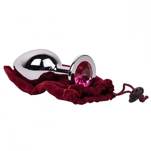 Большой стальной плаг с розовым кристаллом Erotic Fantasy Pink Bubble Gum EF-HM-015 (9,5 см)