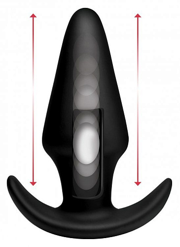 Чёрная анальная вибропробка XR Brands Kinetic Thumping 7X Large Anal Plug AF913 (13,3 см)