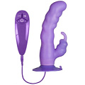 Фиолетовый вибратор с клиторальным отростком и присоской Dream Toys PURRFECT SILICONE SUCTION CUP DUO VIBE 20969 (18 см)