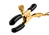 Чёрные с золотом зажимы на соски Pipedream Gold Chain Nipple Clamps PD3977-27
