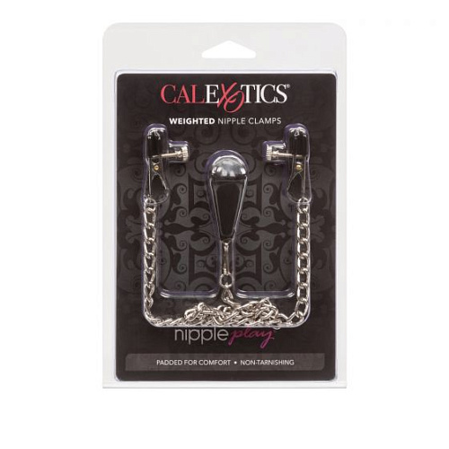Зажимы на грудь с цепью и подвесом California Exotic Novelties Weighted Nipple Clamps SE-2593-00-2
