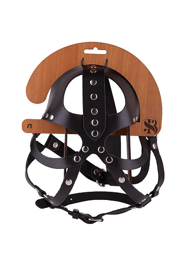 Чёрная кожаная маска-шлем Sitabella «Лектор» 6054-1