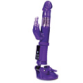 Фиолетовый вибратор с вращением бусин, клиторальным зайчиком и надёжной присоской A-toys 765009
