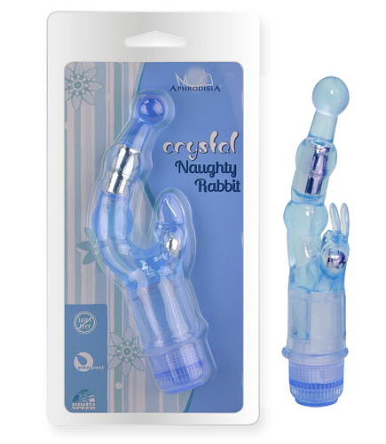 Голубой вибростимулятор Howells Crystal Stimulator-Naughty Rabbit 83054-blue (20 см)