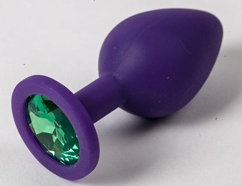 Фиолетовая силиконовая пробка с зелёным кристаллом 4sexdreaM 47156-1 (9,5 см)
