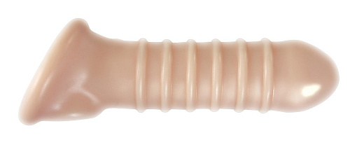 Телесная насадка на пенис с рёбрами и подхватом мошонки NS Novelties Renegade Ribbed Sleeve NSN-1115-52