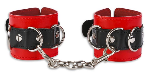 Красно-черные фиксаторы с глянцевой поверхностью Пикантные штучки DP140