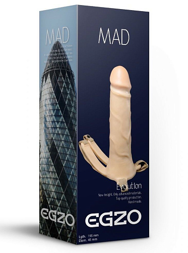 Полый поясной фаллоимитатор телесного цвета EGZO MAD FH013