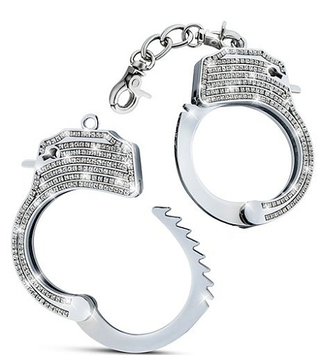 Серебристые наручники со стразами Blush Novelties Bling Cuffs BL-55500