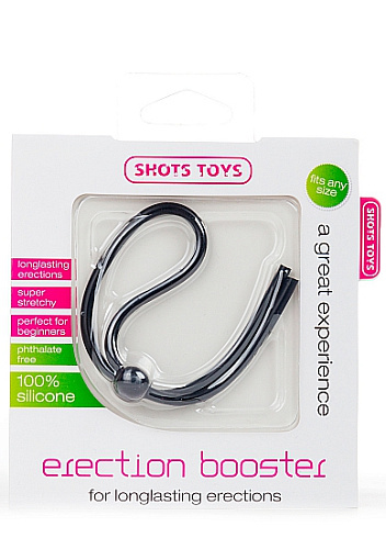 Чёрное лассо на пенис Shots Media BV Erection Booster SHT155BLK