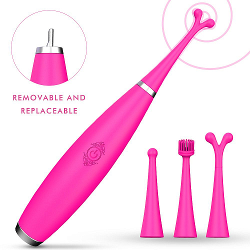 Розовый ультратонкий вибростимулятор с набором насадок S-HANDE SPARKLE SHD-S101-2