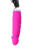 Розовый вибратор с чёрной полиуретановой плёткой ToyFa 901407-9 (16 см)