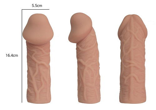 Насадка фаллического вида с венками в телесном цвете KOKOS Extreme Sleeve 005 L-size ES.005-L (16,4 см)