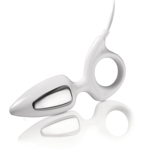 Белый с серебристым анально-вагинальный электростимулятор MyStim Romeo 46310