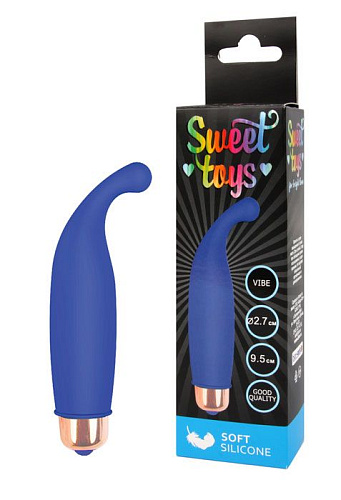 Синий вибромассажёр с изогнутым кончиком Bior toys ST-40124-2 (9,5 см)