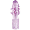 Гелевая фиолетовая насадка с шариками и шипами ToyFa 818028-4 (14 см)