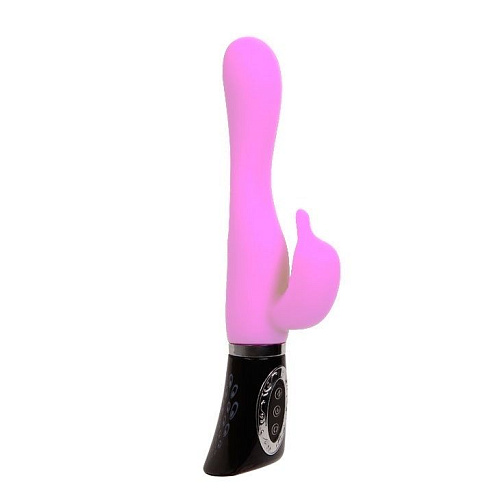 Розовый виброротатор со стимуляцией клитора и зарядным устройством Baile BW-053001-0101 (25 см)