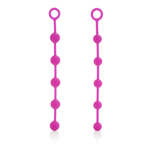 Две розовые анальные цепочки различного рельефа California Exotic Novelties Posh Silicone O Beads SE-1322-10-3