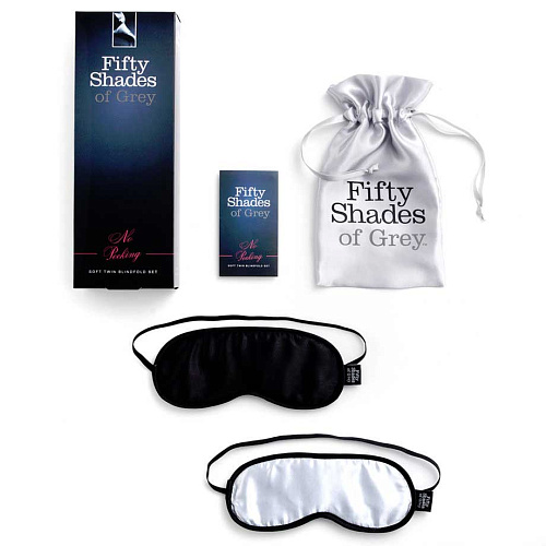 Чёрный с серым набор из двух масок на глаза Fifty Shades of Grey Soft Blindfold Twin Pack FS-40177