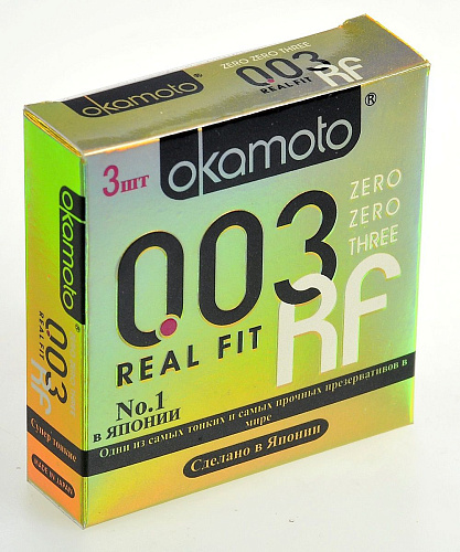 Сверхтонкие плотно облегающие презервативы Okamoto 003 Real Fit №3 (3 шт)