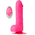 Розовый реалистик на присоске и с пультом ДУ Dream Toys PURRFECT SILICONE DELUXE REMOTE VIBE 7IN 21169 (18 см)