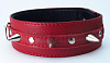 Красный кожаный ошейник с шипами БДСМ арсенал 55011