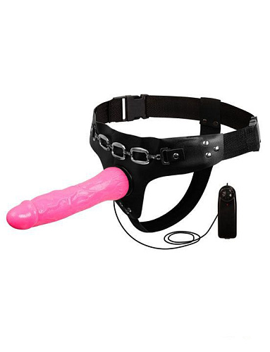 Розовый женский страпон с вибрацией Eroticon 30449 (18,5 см)