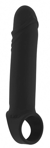 Чёрная удлиняющая насадка Shots Media BV Stretchy Penis Extension No.31 SON031BLK
