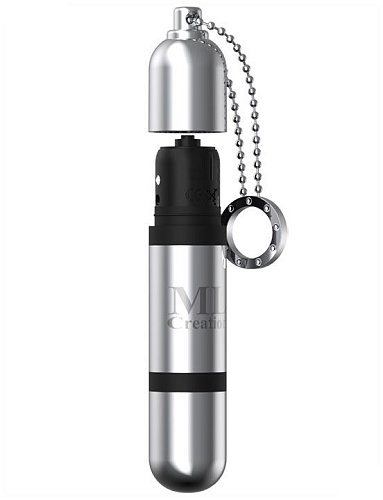 Серебристый мини-вибратор на цепочке ML Creation Glittering Bullet ML12 (9 см)