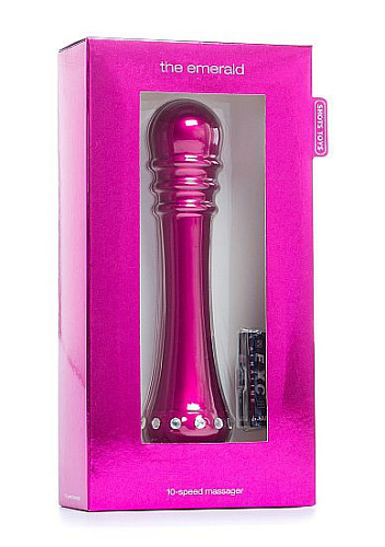 Розовый вибратор с ребристой головкой Shots Media BV The Emerald Pink SHT188PNK (16,3 см)