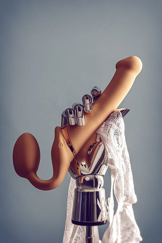 Телесный безремневой вибрострапон Strap-on-me Silicone Bendable Strap-On M 6013892