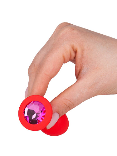 Красная анальная втулка с малиновым кристаллом Сумерки богов 517-02 crimson-DD (7,3 см)