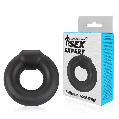Чёрное силиконовое круглое эрекционное кольцо Bior toys Sex Expert SEM-55152