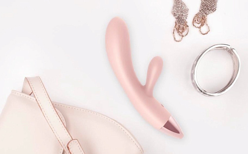 Хай-тек вибромассажёр-носорог для G-стимуляции с клиторальным отростком нежно-розового цвета ImToy Rhino (20,5 см)