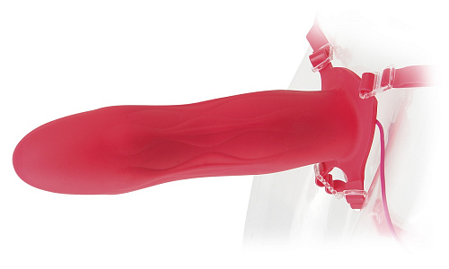 Красный страпон с вибрацией Pipedream Hollow Strap-On PD4533-15