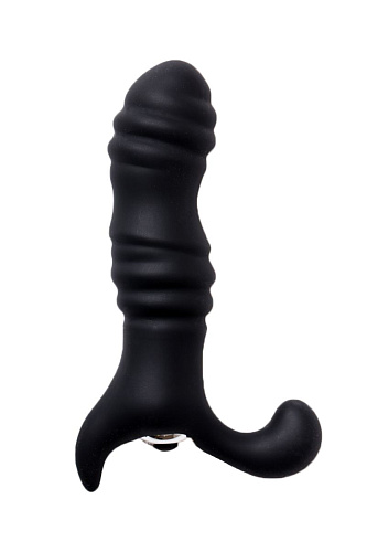 Чёрный вибромассажёр с рельефной поверхностью 4sexdreaM 47450 (12 см)