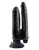 Двойной чёрный вибратор со съёмной присоской чёрного цвета Pipedream Double Vibrating Double Penetrator PD5411-23 (20,3 см)