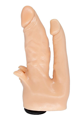 Двойная насадка телесного цвета с лепестками для трусиков с плагом LOVETOY (А-Полимер) 204900 (17 см)