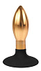 Овальная анальная пробка золотисто-чёрного цвета Bior toys IL-28005-GLD (9 см)