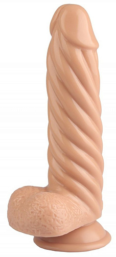 Телесный реалистичный винтообразный фаллоимитатор на присоске Сумерки богов 1016-51 BX DD
