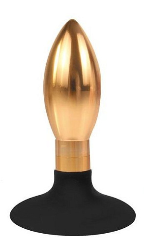 Овальная анальная пробка золотисто-чёрного цвета Bior toys IL-28005-GLD (9 см)