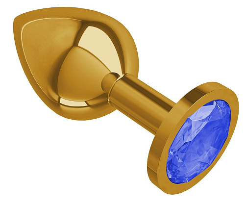 Золотистая средняя пробка с синим кристаллом Сумерки богов 520-07 blue-DD (8,5 см)