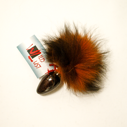 Анальная пробка с оранжево-чёрным заячьим хвостом Wild Lust HT32black/orange (8 см)