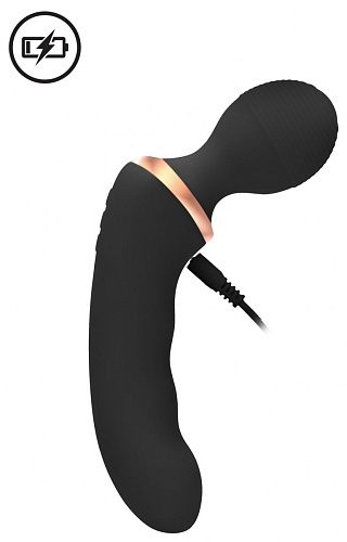 Черный двусторонний вибратор Shots Media BV Charm ELE014BLK (18 см)