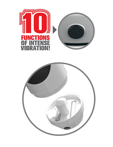 Светло-серый мастурбатор-вагина Pipedream Extreme Toyz Mega Grip Vibrating Stroker Mouth RD292