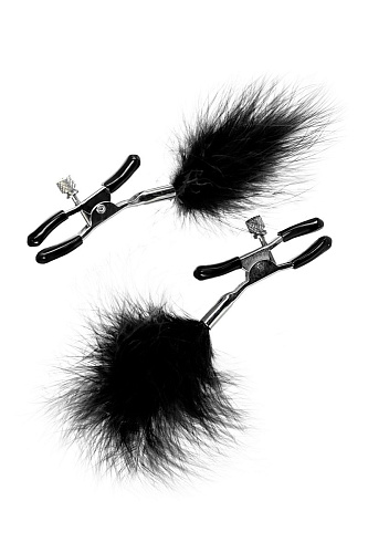 Зажимы для сосков с чёрным пухом ToyFa Theatre 705009