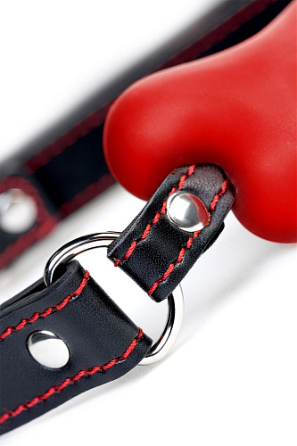 Красно-чёрный кляп-трензель в виде косточки ToyFa Theatre 708025