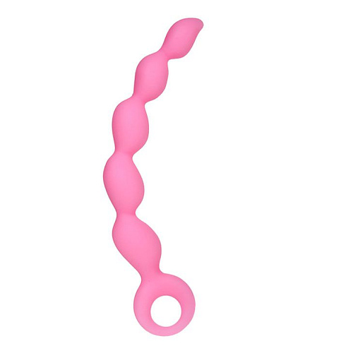 Розовая анальная цепочка с ручкой-кольцом Baile BW-007063-0101 (21,8 см)