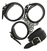 Черные наручники и поножи с креплением HOG TIE CUFF SET Dream Toys 21322